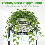 3 Tier Large Plant Stand Indoor Outdoor Clearance 10in Wide Metal Wood Plant - Image 4