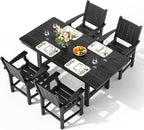 Pamapic 5-Piece Outdoor Dining Set, HDPE Outdoor Rectangular Table and 4 Chairs - Image 5