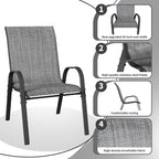 Patio Dining Chairs Set of 6, Outdoor Stackable Dining Chairs High Back - Image 4