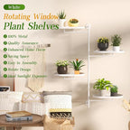 Window Rotating Plant Stand Shelf Indoor White Metal Floating Shelves 4-Tier - Image 6