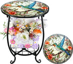 Outdoor Side Table Round Small Mosaic Patio Accent Indoor End Plant Coffee Tea by Cinnvoice