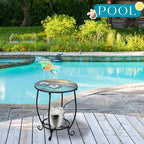 Outdoor Side Table Round Small Mosaic Patio Accent Indoor End Plant Coffee Tea - Image 4