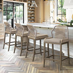 Outdoor Bar Stools, Rattan Outdoor Counter Height Bar Stools Set of 4, 26.5" H - Image 3