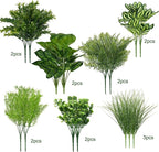 15Pcs Outdoor Artificial Plants UV Resistant Fake Plastic Greenery Spring Grass - Image 2
