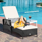 Tangkula Wicker Chaise Lounge Outdoor, Patio Rattan Reclining Chaise - Image 2