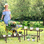 2 Tier Plant Stand Indoor Outdoor, Foldable Metal Separated Ladder Plant Stands - Image 5