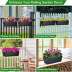 OGIMA 16-Inch Railing Planter Box, 3 Pack Large Hanging Planters - Image 7