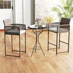 Tangkula Patio Bar Stools Set of 4, PE Rattan Bar Height Chairs - Image 8