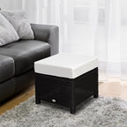 Outsunny 20" Patio Wicker Ottoman, Additional Seating, Side Table - Image 2