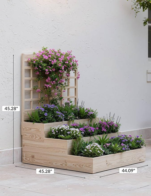 3-Tier Elevated Garden Planter, Wooden Vertical Raised Bed - Image 2