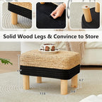 Ottoman Foot Stool Rectangular Footrest Natural Seagrass Footstool - Image 3