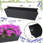 2PCS 30Inch Rectangle Window Box Liner Felt Planter Basket Liner Insert Black - Image 2