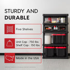 IRIS USA 5-Shelf Heavy Duty Plastic Storage Shelves, 750lb Capacity, Large - Image 6