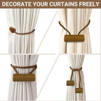 Hion Magnetic Curtain Tiebacks Dark Brown 4 Pack, Curtain Tiebacks Buckles - Image 7