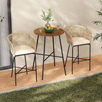 Tangkula 3 Pieces Rope Woven Patio Bar Set, Outdoor High Table and Chairs Set - Image 8