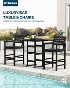 Patio Bar Table, Adirondack Chairs and Table 3 Pieces Set, Bar Height Chairs - Image 7