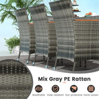 Tangkula 10 Pieces Patio Wicker Dining Set w/Double-Sided Patio Umbrella - Image 2