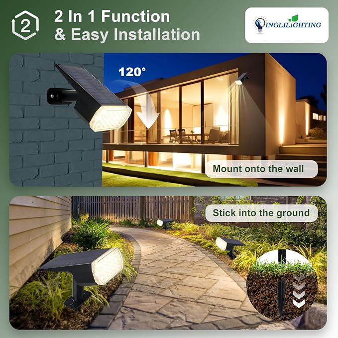 DINGLILIGHTING Waterproof Solar Lights Outdoor: IP65 Led Spot Light Decorations - Image 5