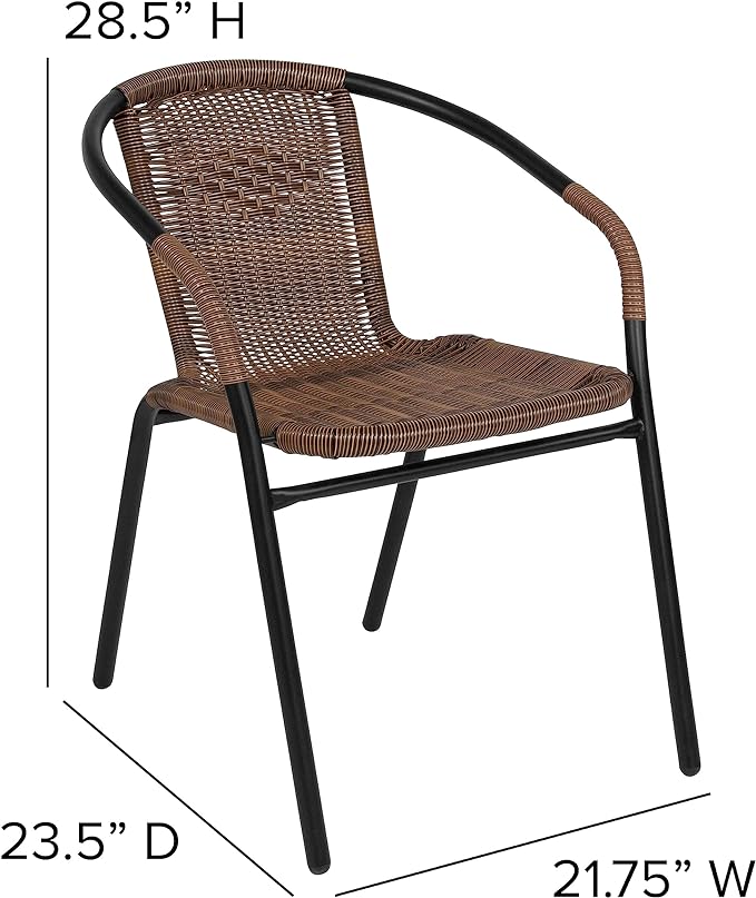 Flash Furniture Lila Medium Brown Rattan Indoor-Outdoor Restaurant Stack Chair - Image 3