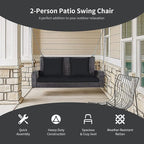 RELAX4LIFE Porch Swing 2-Seat Patio Rattan, Wicker Porch Swings Outdoor W/Two - Image 5