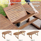 PHI VILLA Outdoor Acacia Wood Expandable Table - Image 2