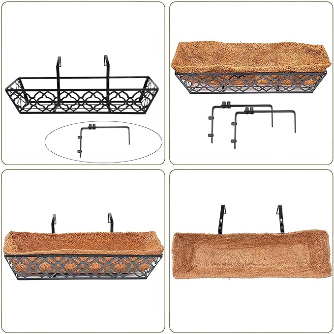 6pcs 30 Inch Window Deck with Coco Liner, Metal Hanging Flower Planter Window - Image 7
