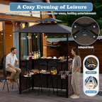 Outdoor Grill Gazebo with Patio Bar Set, Double-Tier BBQ Shelter with Side - Image 6