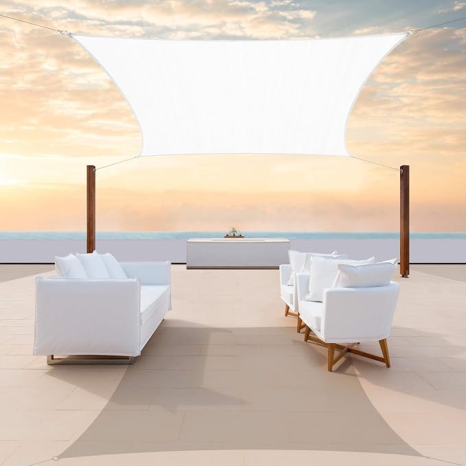 ColourTree TAPR1616 Custom Size 14' x 24' White Sun Shade Sail Canopy UV Block by ColourTree