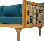 Merax 67.5" Outdoor Patio Daybed 3 Seater Sofa Bed, Acacia Wood Frame - Image 10