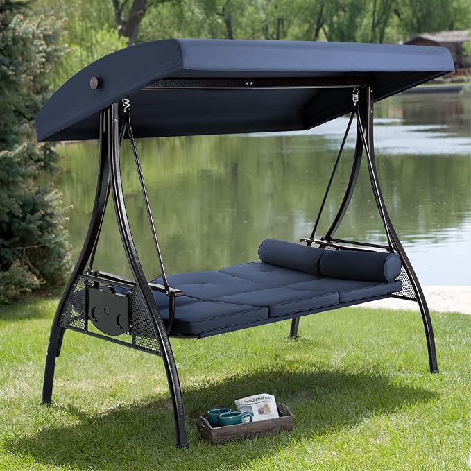 HOMREST 3 Person Outdoor Porch Swing - Image 8