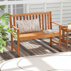 Tangkula Outdoor Garden Bench, 2-Person Eucalyptus Wood Bench - Image 4