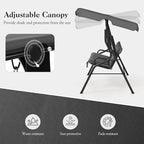 Porch Swing Outdoor, 3 Person Patio Swing w/Removable Cushion, Stand & - Image 4
