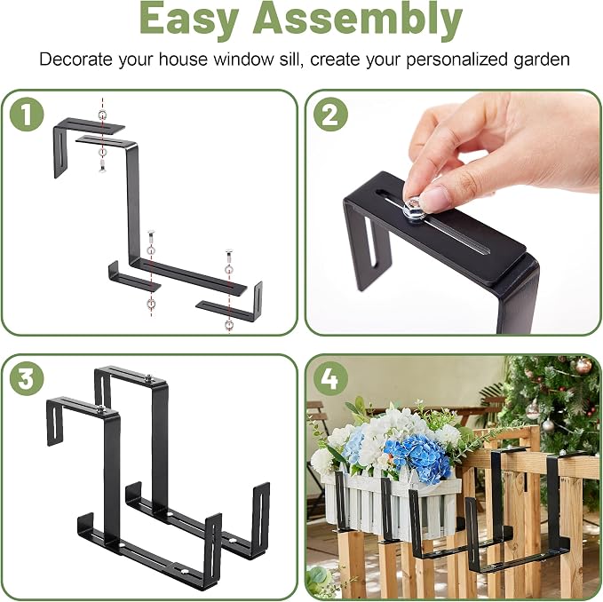 4 Pack Window Box Brackets, No Drill Adjustable Planter Box Brackets, Heavy - Image 3