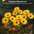 echosari 4 Pack Solar Lights Outdoor Waterproof, Sunflower Solar Stake Lights - Image 7