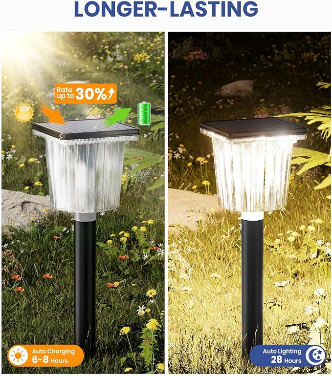 Super Bright Solar Pathway Lights Outdoor Powered 8 Pack, Adjustable Warm&Cool - Image 5