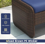 Tangkula 2 Pieces Patio PE Wicker Ottomans - Image 6