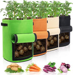 4 Pack Potato Growing Bag with Flap 10 Gallon Planter Pots with Handles and by Homyhoo