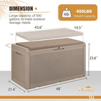 Devoko 100 Gallon Waterproof Large Resin Deck Box Outdoor Storage Box Indoor - Image 6