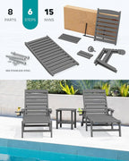 SERWALL Patio Chaise Lounge Chair Set of 2, Poly Lounge Chair - Image 7