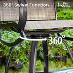 PHI Villa Outdoor Swivel Bar Stools Set of 8, Counter Height Patio Chairs - Image 3