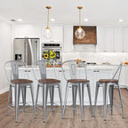 Alunaune 24" Swivel Metal Barstools Set of 4 High Back Counter Height Bar - Image 3