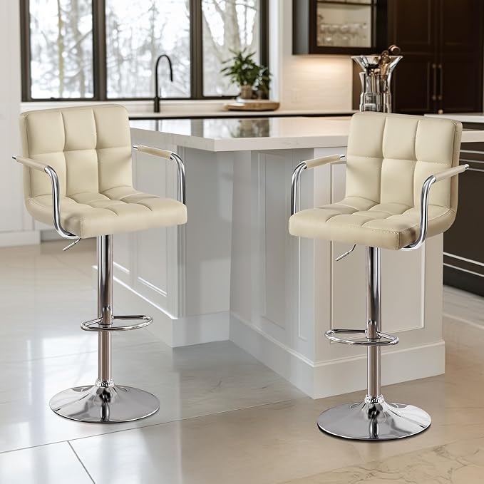 Yaheetech Bar Stools Set of 4, PU Leather Adjustable Swivel Barstools, - Image 2