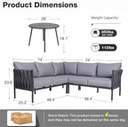 Outdoor Patio Furniture, 6 Pieces Outdoor Sectional L-Shaped Sofa Patio - Image 6