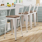 Yongqiang 26 inch Metal Bar Stools Set of 4 Farmhouse Kitchen Island Counter - Image 4