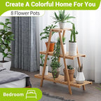 BMOSU Plant Stand Bamboo for Indoor Outdoor Tiered Plant Shelf 8 Potted Flower - Image 4