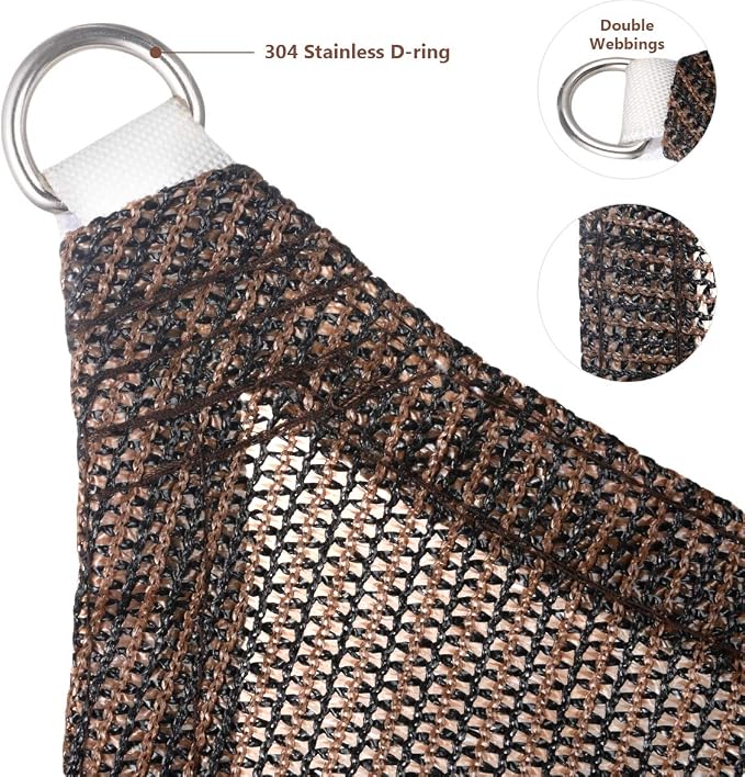 Eden's Decor Straight Flat-Edged Sun Shade Sail Rectangular 17' x 19' Brown - Image 2