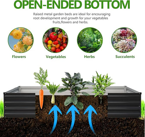 2PCS 8x4x1ft Galvanized Raised Garden Bed Kit, Galvanized Planter Raised Garden - Image 2