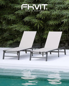 Aluminum Chaise Lounge Chair Outdoor, Foldable Patio Lounge Chair 2 Sets - Image 8