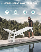 SERWALL Patio Chaise Lounge Chair Set of 4, 5 Positions Adjustable Poly Outdoor - Image 6