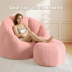 Round Stuffed Pouf Ottoman for Foot Rest, A Round Modern Foam Filled Poufs - Image 3